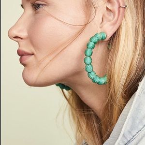 Kenneth Jay Lane Threaded Hoop Earrings Green